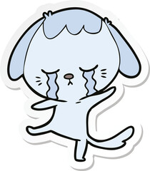 sticker of a cartoon dog crying