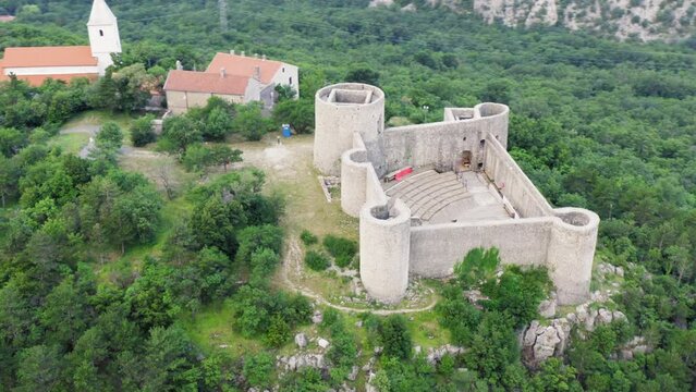 Aerial view of Drivenik castle, Croatia