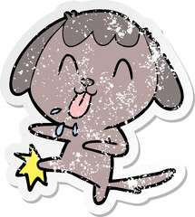 distressed sticker of a cute cartoon dog