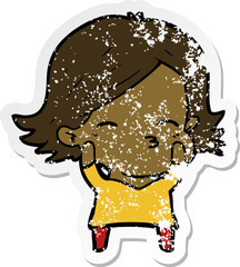 distressed sticker of a cartoon woman