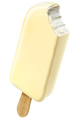Vanilla Popsicle with white chocolate coating - obrazy, fototapety, plakaty
