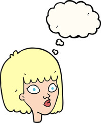 thought bubble cartoon female face