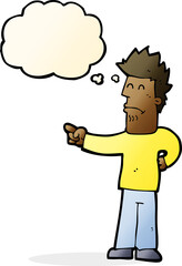 cartoon man pointing with thought bubble