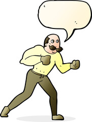 cartoon retro boxer man with speech bubble