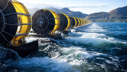 Power Station generating electricity with sea water waves - obrazy, fototapety, plakaty