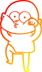 Obraz premium warm gradient line drawing cartoon bald man staring