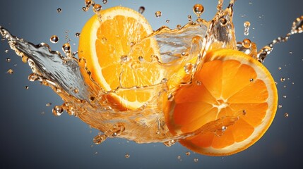 Orange juice splash in water