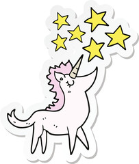 sticker of a cartoon unicorn