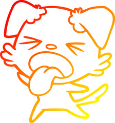 warm gradient line drawing cartoon disgusted dog