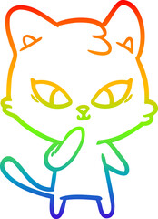 rainbow gradient line drawing cute cartoon cat