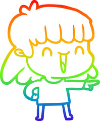 rainbow gradient line drawing cartoon woman