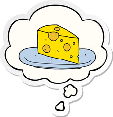cartoon cheese and thought bubble as a printed sticker