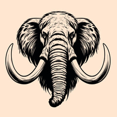 Black and White Mammoth Outline Silhouette Ornament Vector Art for Logo and Icon, Sketch, Tattoo, Clip Art