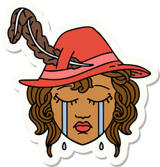 crying human bard sticker