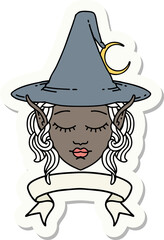 elf mage character face with banner sticker