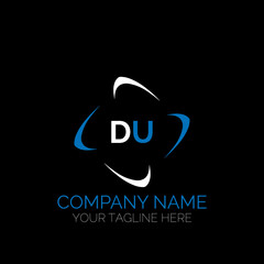 DU letter logo creative design. DU unique design. DU creative initials letter logo concept. DU letter logo design on black background.