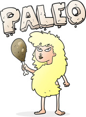 cartoon woman on paleo diet