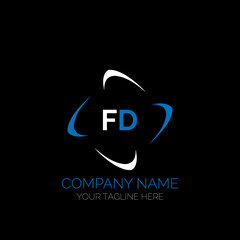 FD letter logo creative design. FD unique design. FD creative initials letter logo concept. FD letter logo design on black background.