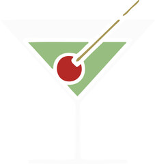 flat color retro cartoon fancy cocktail