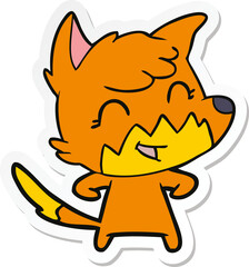 sticker of a happy cartoon fox