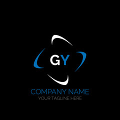 GY letter logo creative design. GY unique design. GY creative initials letter logo concept. GY letter logo design on black background.