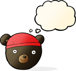 cartoon black bear face with thought bubble