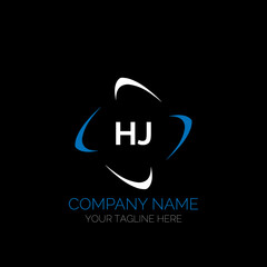 HJ letter logo creative design. HJ unique design. HJ creative initials letter logo concept. HJ letter logo design on black background.