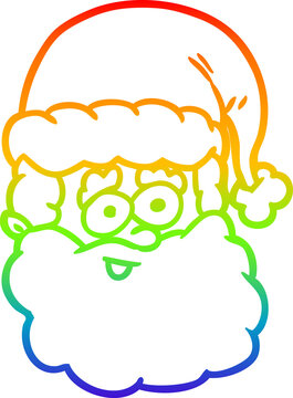 recommend clip art: rainbow gradient line drawing santa claus