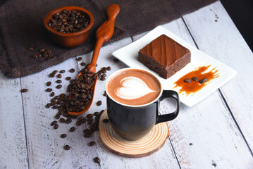 Coffee with chocolate brownies