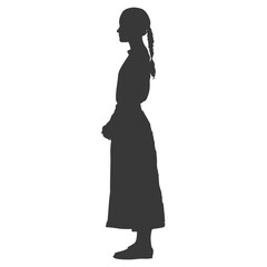 Silhouette caucasian girl alone black color only