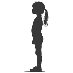 Silhouette caucasian girl alone black color only