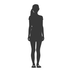 Fototapeta premium Silhouette caucasian girl alone black color only