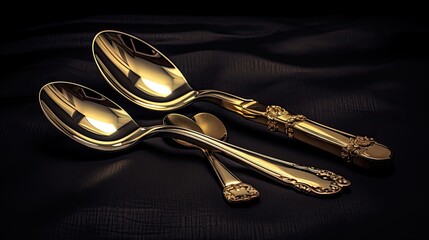Luxury golden spoon on royal piece of cloth