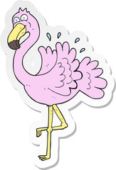 sticker of a cartoon flamingo