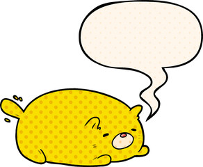 cute cartoon cat and speech bubble in comic book style