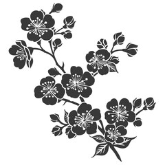 Silhouette Cherry blossoms or sakura flower black color only