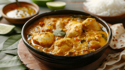 Delicious Nice Pathiri with Chicken Curry for a Flavorful Meal Generative Ai