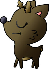 gradient cartoon of cute red nosed reindeer