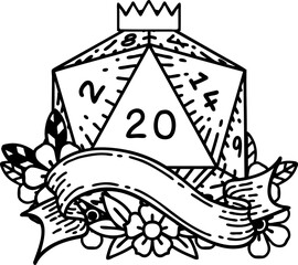 natural twenty D20 dice roll illustration