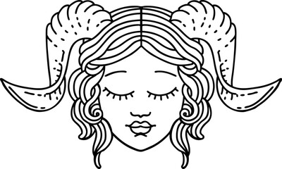 tiefling character face illustration