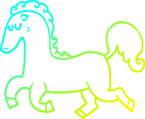 cold gradient line drawing cartoon horse running