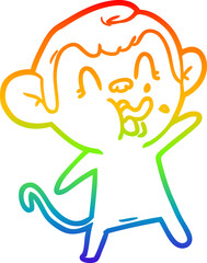 rainbow gradient line drawing crazy cartoon monkey