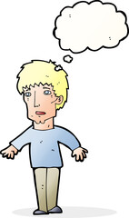 cartoon surprised man with thought bubble