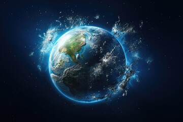 Fototapeta premium earth planet in splash of water. view of outer space