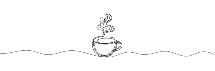 Cup of coffee continuous line drawing. Teacup one line art. Vector illustration