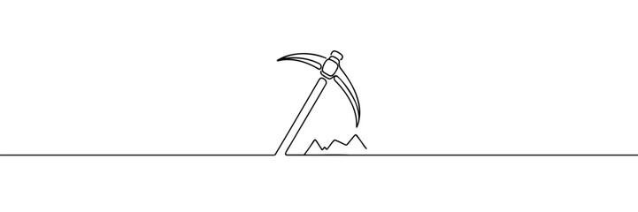 Continuous line drawing art Pickaxe tool Mining Pickaxe concept.