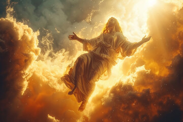 Ascension day of jesus christ or resurrection day of the son of god ascension day concept in...
