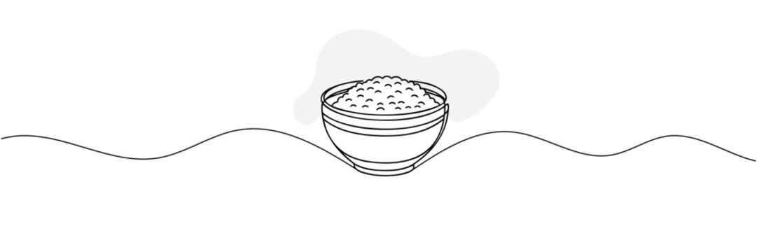 recommend clip art: One line art. one continuous line art of food in the bowl with chopsticks.