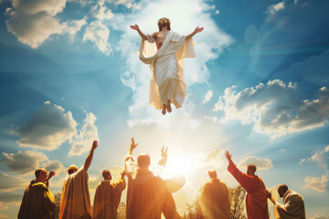 Ascension day of jesus christ or resurrection day of the son of god ascension day concept in...