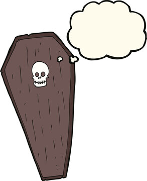 recommend clip art: spooky cartoon coffin with thought bubble